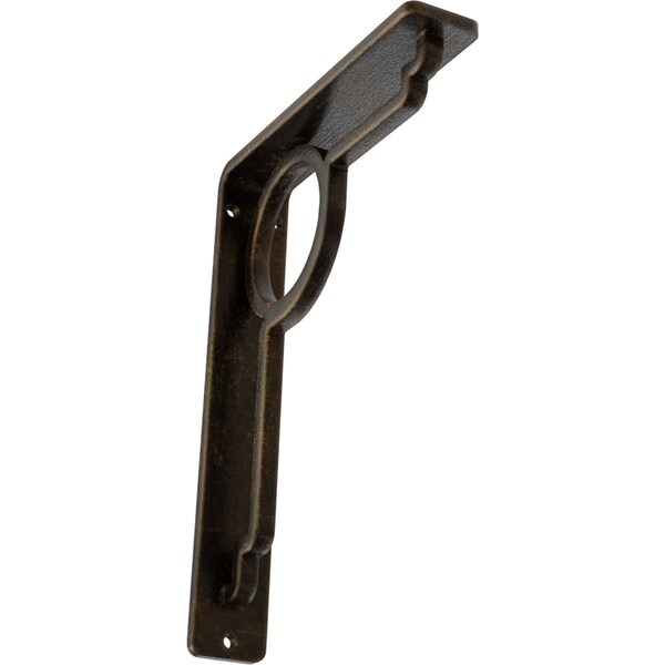 Ekena Millwork Maria Wrought Iron Bracket, (Single center brace), Antiqued Brass 1 1/2"W x 5 1/2"D x 8"H BKTM01X05X08SMAABS - main
